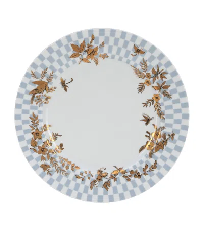 Fornasetti Porcelain Coromandel Egocentrismo Plate In Blue