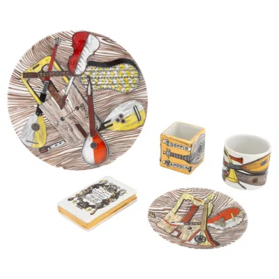 Pre-owned Fornasetti Porcelain Musical Tableware, 5 Pcs. In Sand