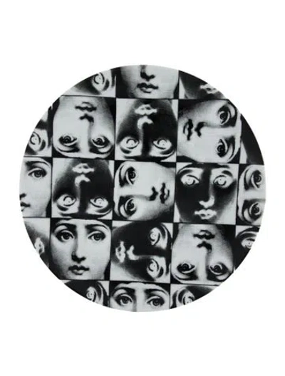 Pre-owned Fornasetti Porcelain Tema E Variazioni N. 275 Wall Plate In White