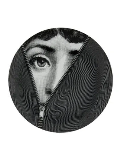 Pre-owned Fornasetti Porcelain Tema E Variazioni N. 401 Wall Plate In Black