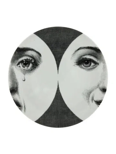 Pre-owned Fornasetti Porcelain Tema E Variazioni N.280 Wall Plate. In White