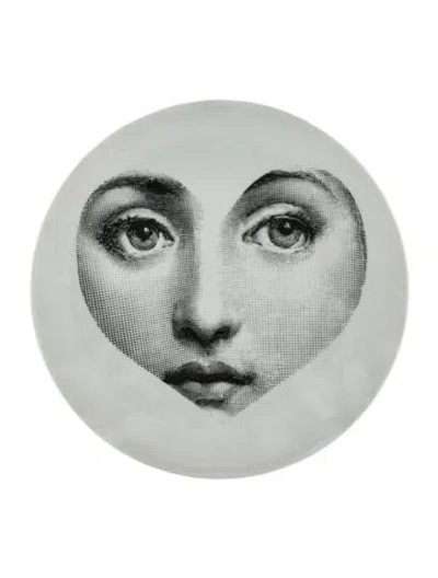 Pre-owned Fornasetti Porcelain Tema E Variazioni N.41 Wall Plate In White
