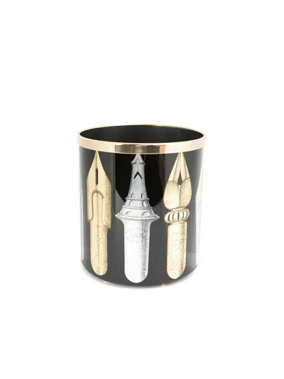Fornasetti Printed Paper Basket In Black