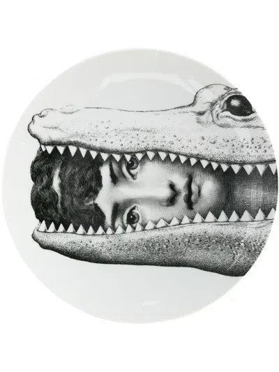 Fornasetti Profumi Face Print Plate In White