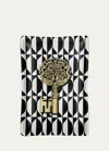 Fornasetti Rectangular Ashtray Chiavi Gold & Losanghe In Black/white