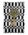 Fornasetti Rectangular Ashtray Chiavi Gold & Losanghe In Black/white