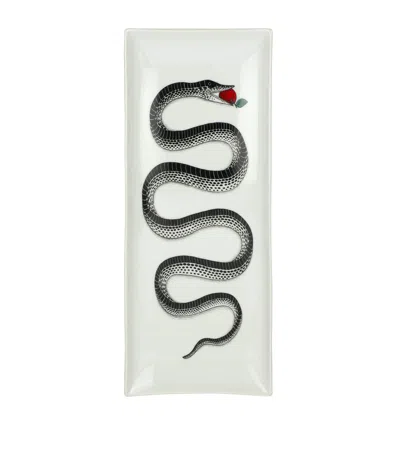 Fornasetti Rectangular Peccato Originale Tray In Black