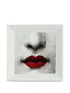 Fornasetti Red Lips Square Tray (20,8cm X 20,8cm) In White
