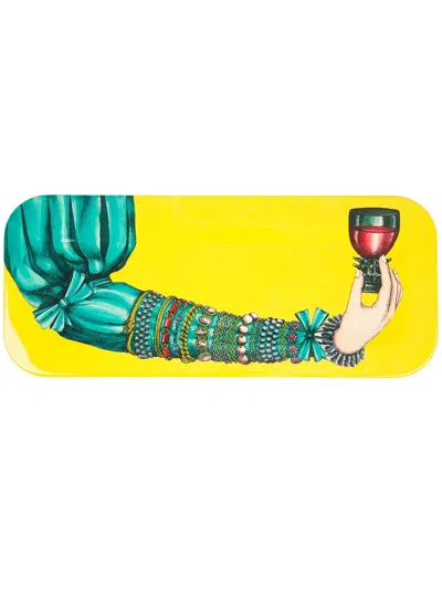 Fornasetti 'rosa' Tray In Yellow
