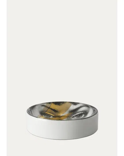 Fornasetti Round Ashtray Tema E Variazioni Lightning In White