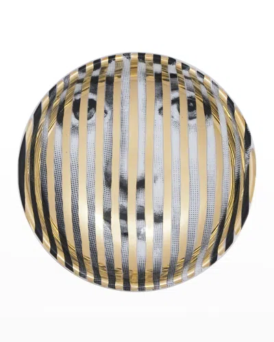 Fornasetti Round Ashtray Tema E Variazioni N34 Gold Stripes In Multi