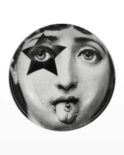 Fornasetti Round Ashtray Tema E Variazioni No. 381 In Black/white