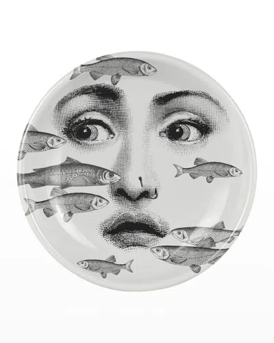 Fornasetti Round Ashtray Tema E Variazioni No. 392 In Black/white