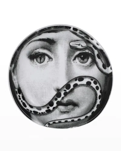Fornasetti Round Ashtray Tema E Variazioni Snake Over Face In Black/white