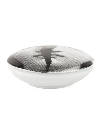 Pre-owned Fornasetti Round Box Tema E Variazioni N.10 In Black