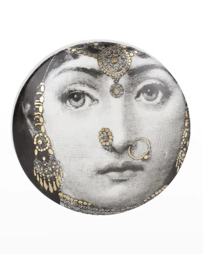 Fornasetti Round Box Tema E Variazioni No. 11 In Black/gold