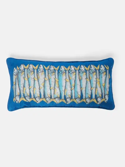 Fornasetti Sardine Silk Cushion (19.5in/50cm) In Multi