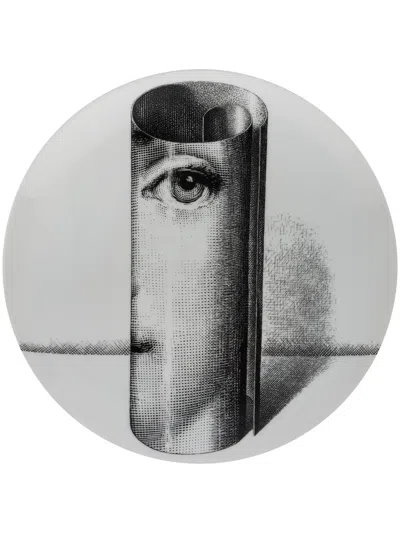 Fornasetti Scroll Cameo Plate In White