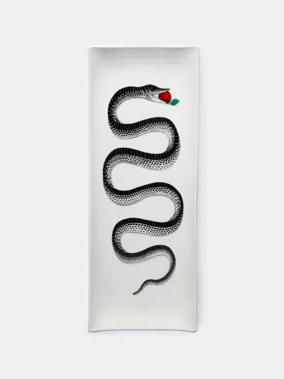 Fornasetti Serpente Porcelain Tray  Abask Gift Set In Black