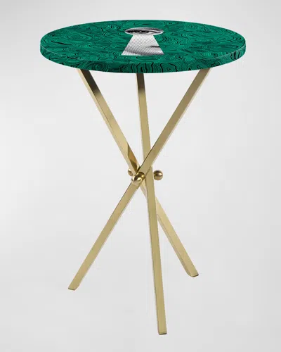 Fornasetti Serratura Malachite Side Table In Green