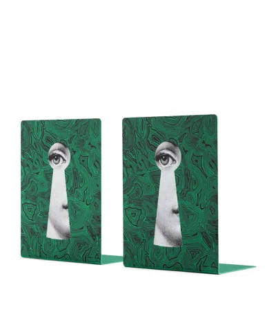 Fornasetti Serratura On Malachite Bookends In Animal Print