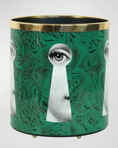 Fornasetti Serratura Paper Basket In Green