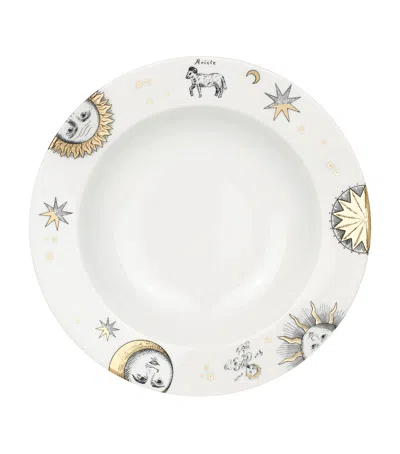 Fornasetti Set Of 12 Astronomici Soup Plates In White