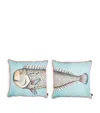 Fornasetti Set Of Two Grande Pesce Silk Cushions