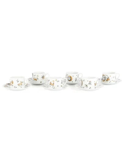 Fornasetti Set Of 6 Tea Cups In White
