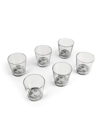 Fornasetti Set Of 6 Tema E Variazioni Glasses In White