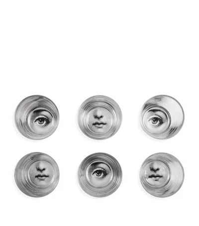 Fornasetti Set Of 6 Tema E Variazioni Glasses In Gray