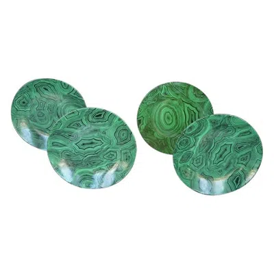 Pre-owned Fornasetti Set Of Four Malachite  Plates In Blue