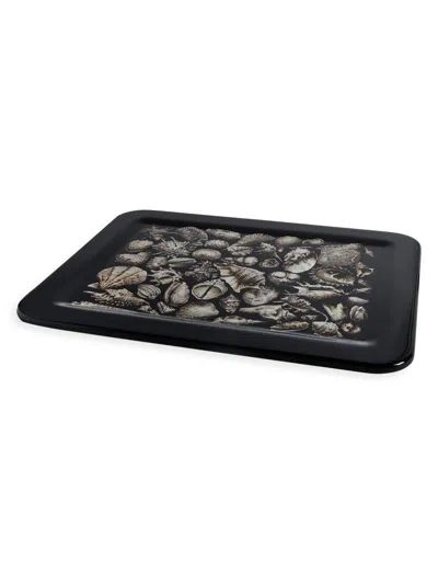 Fornasetti Shell Rectangular Tray In Black