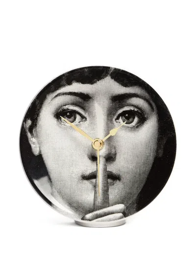 Fornasetti Silenzio Desk Clock (15cm) In Black