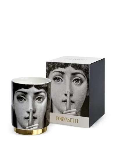 Fornasetti Silenzio Kerze Auf Goldbasis (235g) In Black