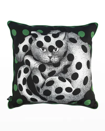 FORNASETTI SILK CUSHION HIGH FIDELITY SPOTTED CAT