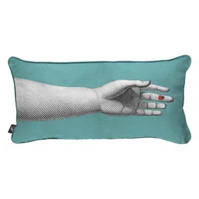 Pre-owned Fornasetti Silk Cushion Mano Hand In Blue