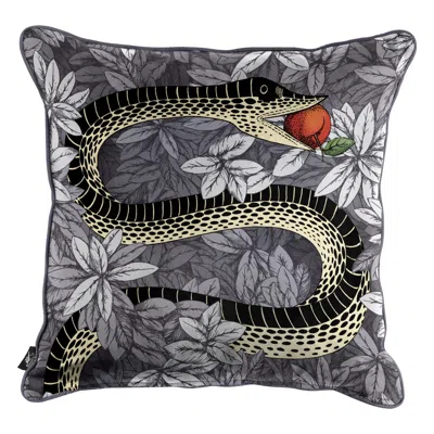 Pre-owned Fornasetti Silk Cushion Peccato Originale Original Sin In Black