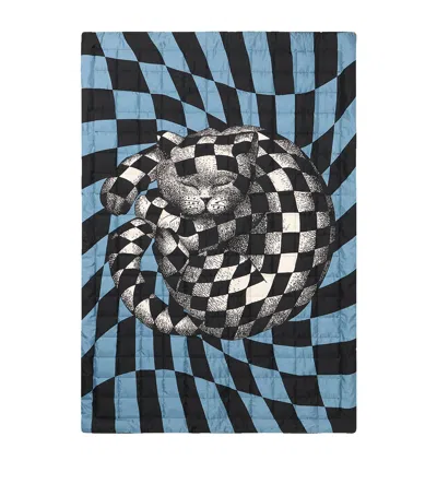 Fornasetti Silk Plaid High Fidelity Throw In Blue