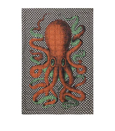Fornasetti Silk Plaid Polipo Throw In Red