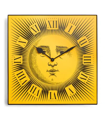 Fornasetti Sole Wall Clock In Yellow
