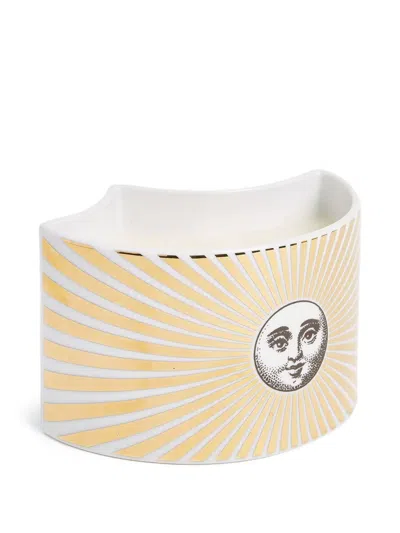 Fornasetti Decoro Soli Candle In White/gold