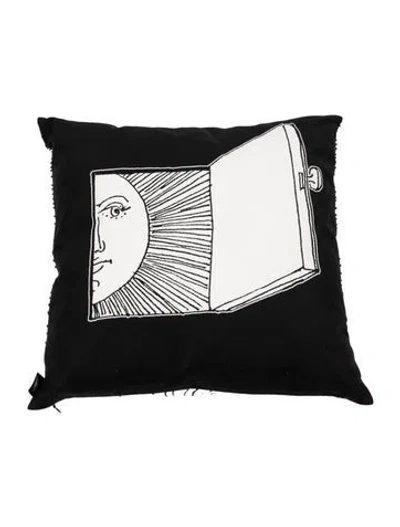 Pre-owned Fornasetti Solingo Reversible Throw Pillow In Black/white