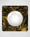Fornasetti Square Frame With Convex Mirror - Giardino Settecentesco Black Yellow In Multi
