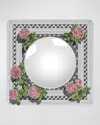 Fornasetti Square Frame With Convex Mirror - Musciarabia With Rose Color In Multi