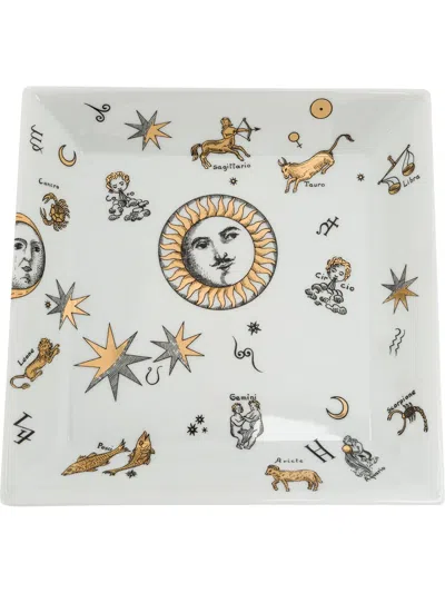 Fornasetti Square Plate In White