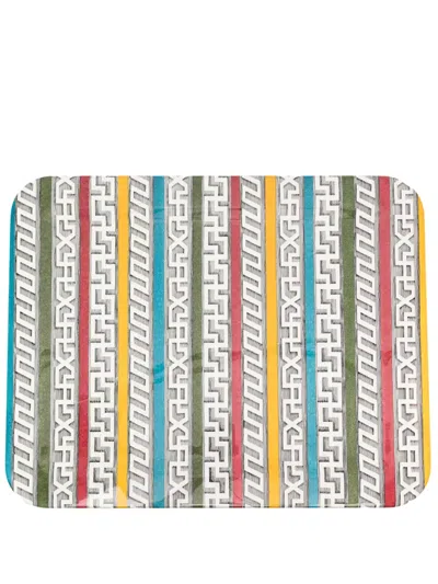 Fornasetti Striped Table Tray In White