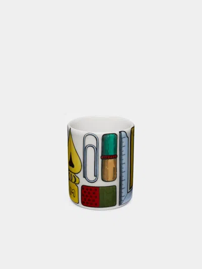 Fornasetti Strumenti Scrittura Porcelain Pencil Holder  Abask Gift Set In  Multi And White