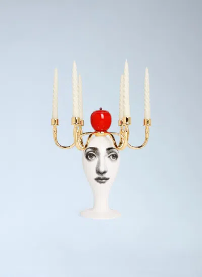 Fornasetti Sul Tardi Candelabra With Candle In Multicolour