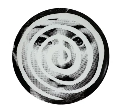 Pre-owned Fornasetti Surrealist Themes & Variations Plate, #18, , "circles" In Gray